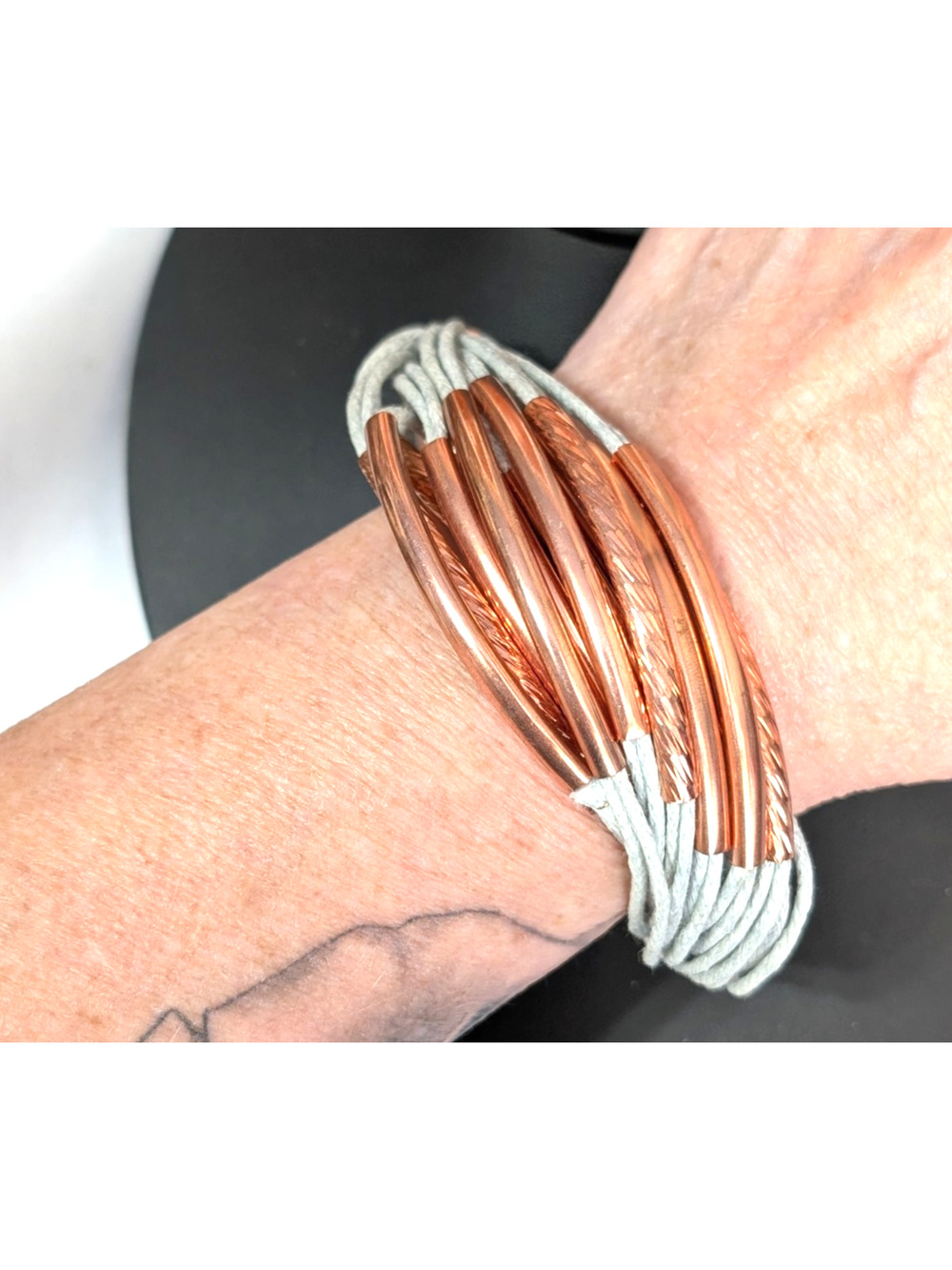 Multi-Strand‎ Cord Copper Tone Wide Bracelet Avant Garde 7" Modern Statemet gbr-